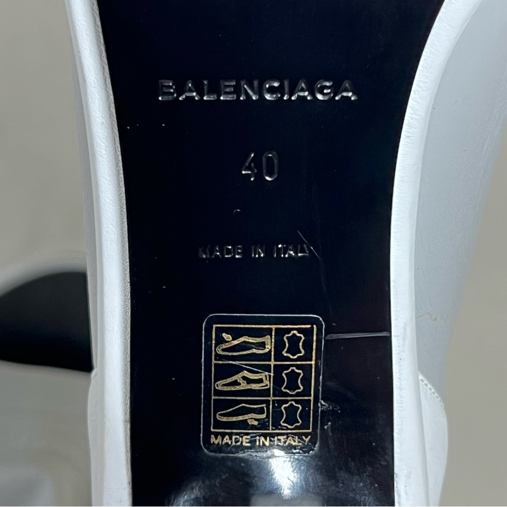 BALENCIAGA Paris Glove Leather Pump Booties Open Toe Two Tone Size 40 US 9 - Picture 12 of 13